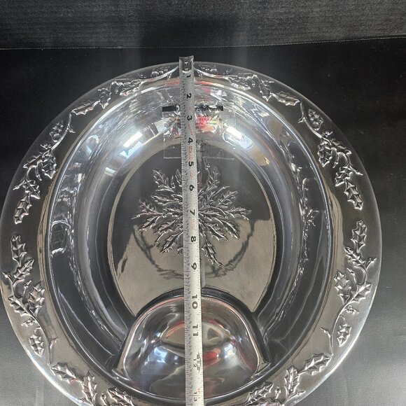 New Lenox Winter Theme Large Chip Dip Bowl Holly Berry Pattern Aluminum 14" - Picture 8 of 15